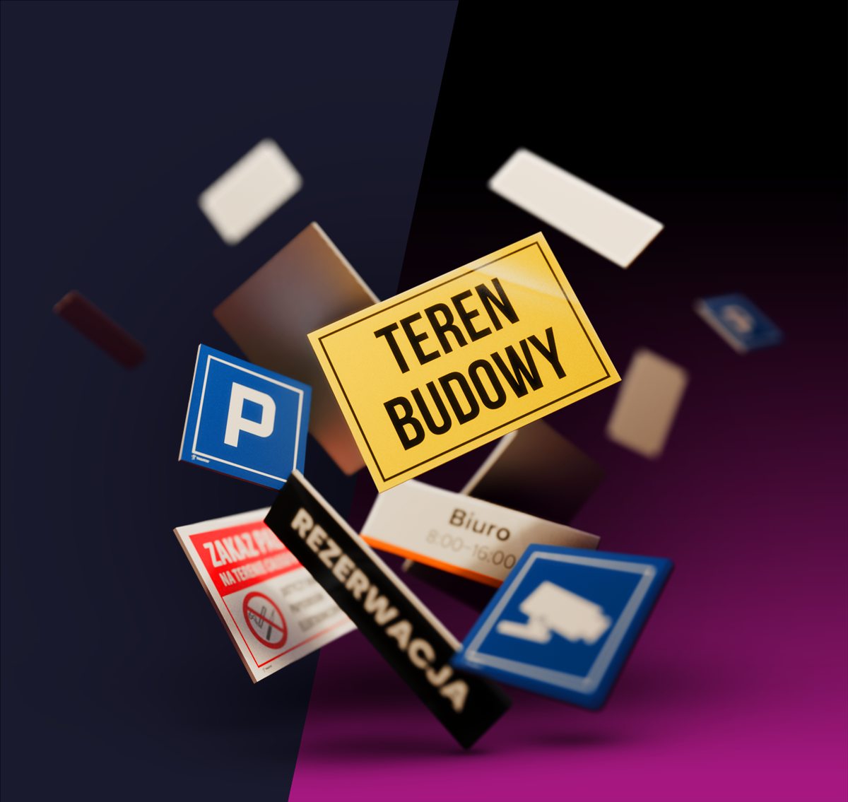 Produkty Drukarni DPI — tabliczki BHP, znaki ostrzegawcze drukowane UV